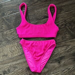 Good American Hot Pink High Waisted Bikini Set